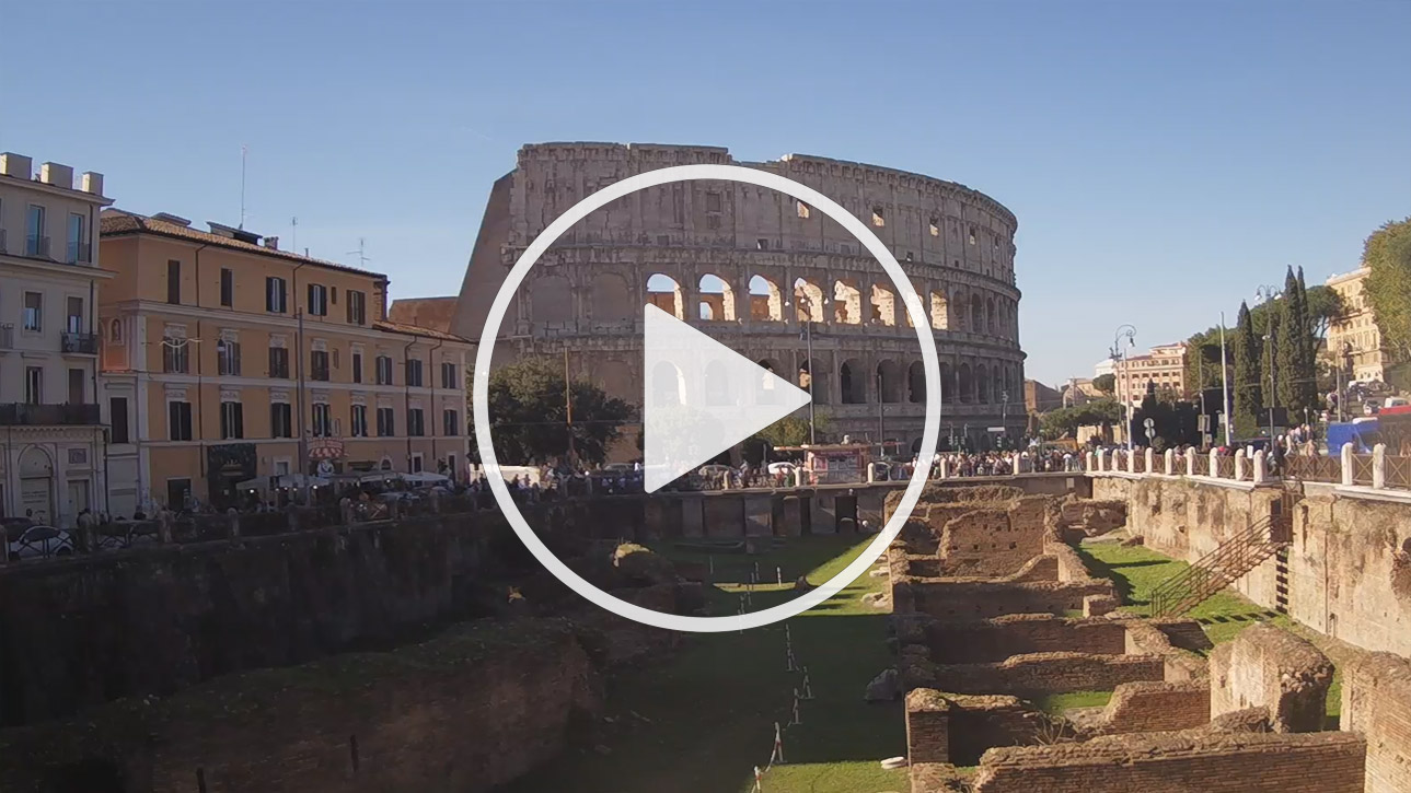 Colosseum and the ruins of the Ludus Magnus